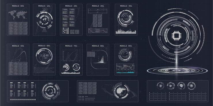 Vector diagramas circulares de hud tecnológico