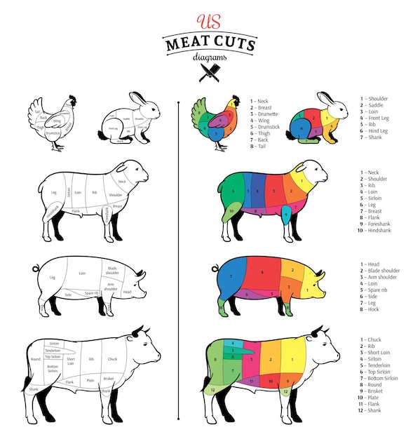 Diagramas de cortes de carne estadounidenses (ee. uu.)