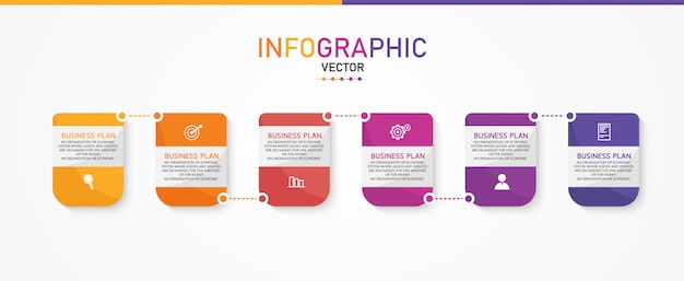 Los diagramas empresariales y educativos de infografía siguen los pasos que se utilizan para presentar la presentación junto con el estudio.