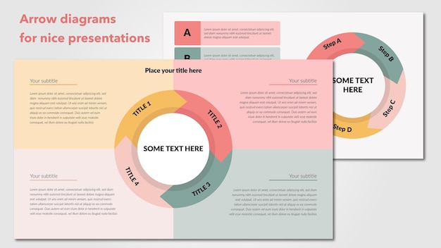 Vector diagramas de flechas para presentaciones.