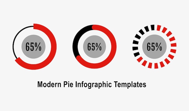 Diagramas de gráfico circular de porcentaje de círculo infografía 65 elementos de números de porcentaje diseño web