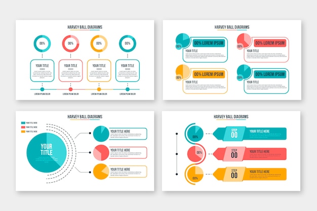 Diagramas de harvey ball de diseño plano