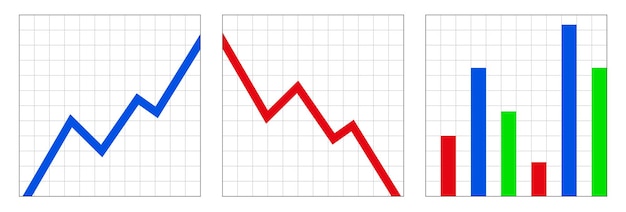 Diagramas iconos para negocios gráfico de subidas y bajadas financieras