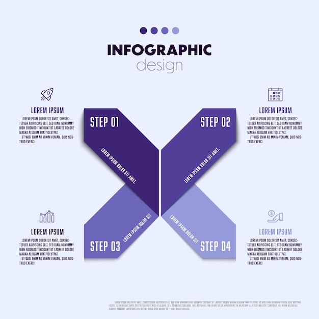 Diagramas de plantillas de nfografías vectoriales, gráficos, presentaciones y diagramas de conceptos comerciales con 4 opciones