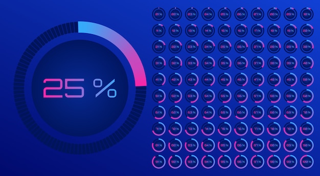 Diagramas de porcentaje tablero de círculo de cuenta regresiva digital