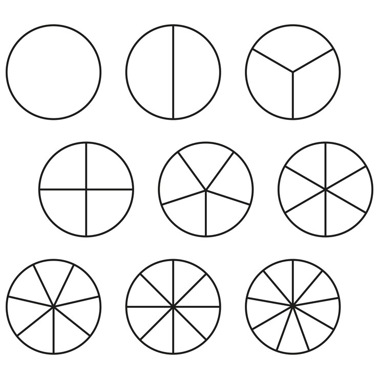 Vector diagramas de segmentos circulares símbolos de diagramas de pasteles formas circulares vectoriales iconos de círculos divididos