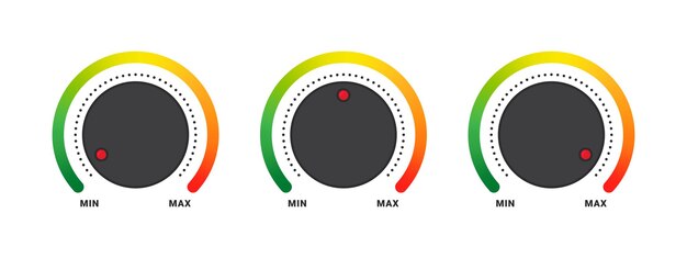 Dial de ajuste Botón de control o regulador de dial redondo Ilustración vectorial