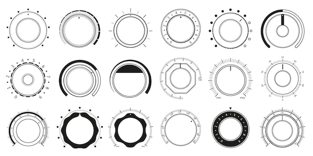 Diales de ajuste de volumen Perilla de nivel redonda Dial de control giratorio y conjunto de vector de interruptor circular de interfaz de controlador de sonido