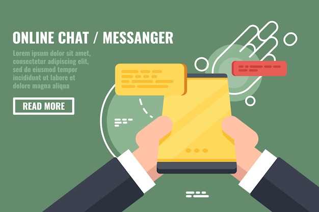 Diálogo en un chat, mensajero móvil, envío y obtención de mensajes