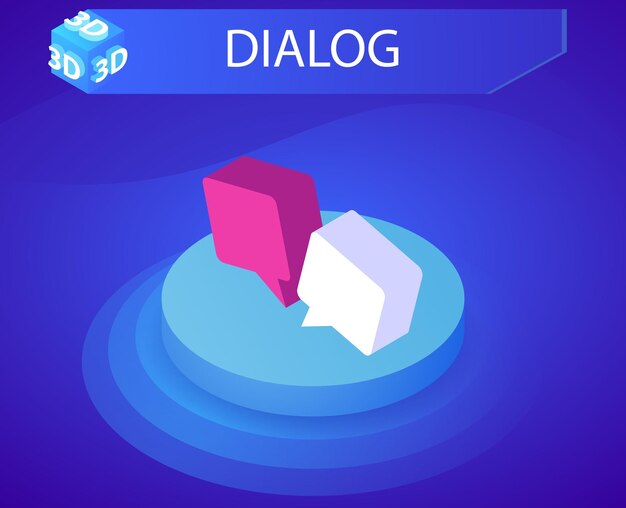 Diálogo diseño isométrico icono Vector web ilustración 3d colorido concepto