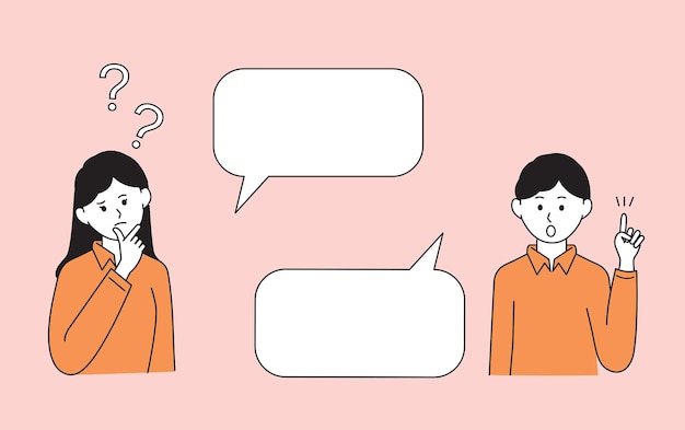 diálogo entre una mujer y un hombre burbuja de habla preguntas y respuestas