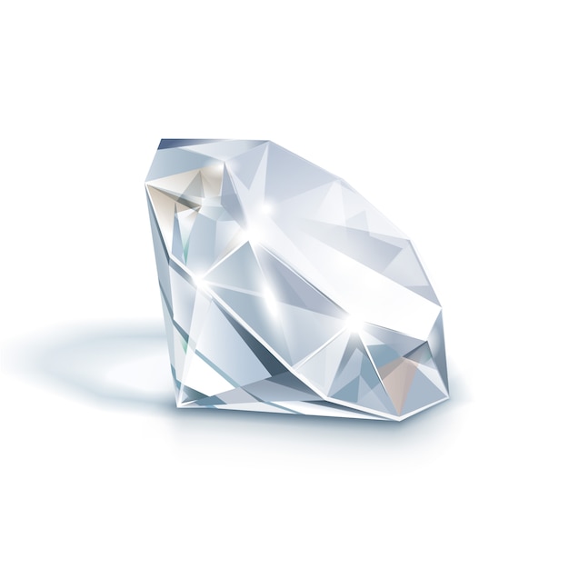 Diamante claro brillante blanco de cerca aislado en blanco