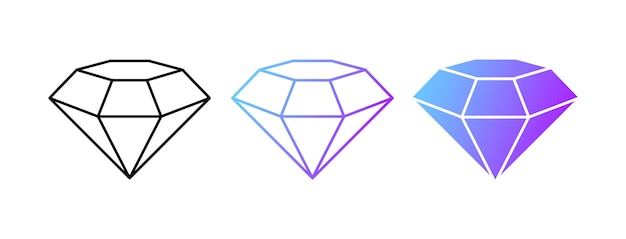 Diamante Diamante de color plano en diferentes estilos Iconos vectoriales