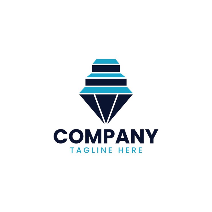 Diamante con escalones simples vector de diseño de logotipo moderno