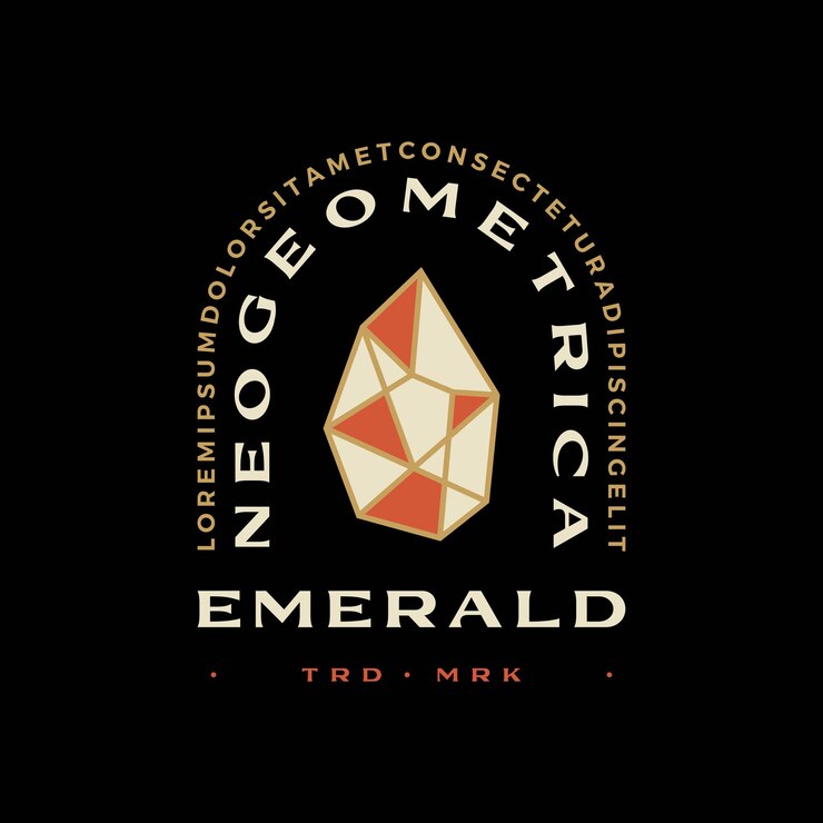 Vector diamante esmeralda geométrica camiseta insignia vintage emblema tee merch logo vector icono ilustración