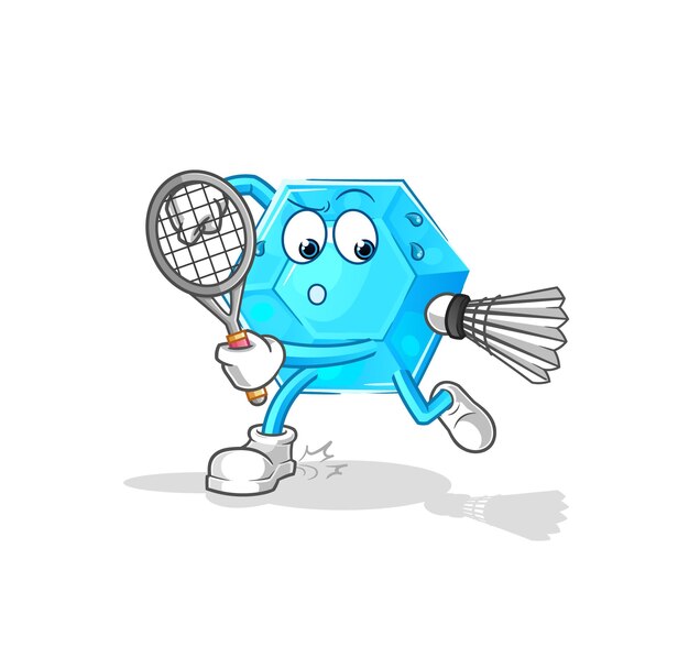 Vector diamante jugando bádminton ilustración personaje vectorxa