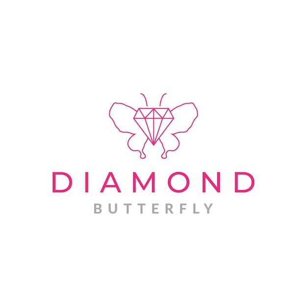 Diamante de línea con diseño de logotipo de mariposa símbolo gráfico vectorial icono ilustración idea creativa