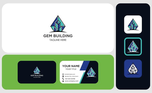 diamante con el logotipo de la finca de construcción y el símbolo de la tarjeta de visita diseño gráfico vectorial