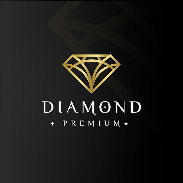Vector diamante premium elegante logo dorado