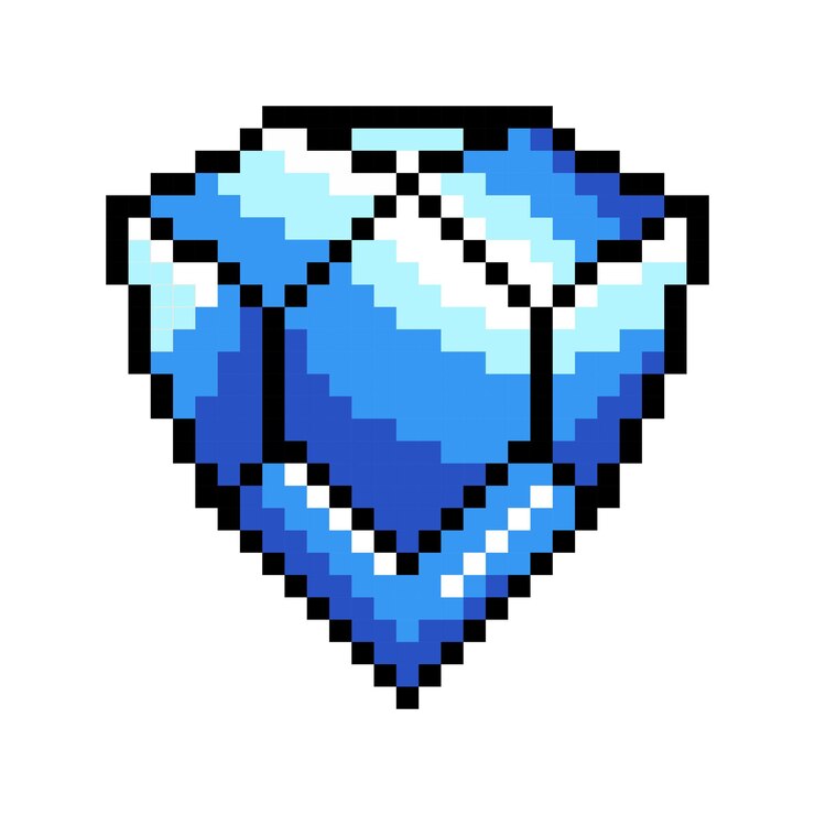 Diamantes de píxeles vectoriales. Estilo pixel art. 8 bits