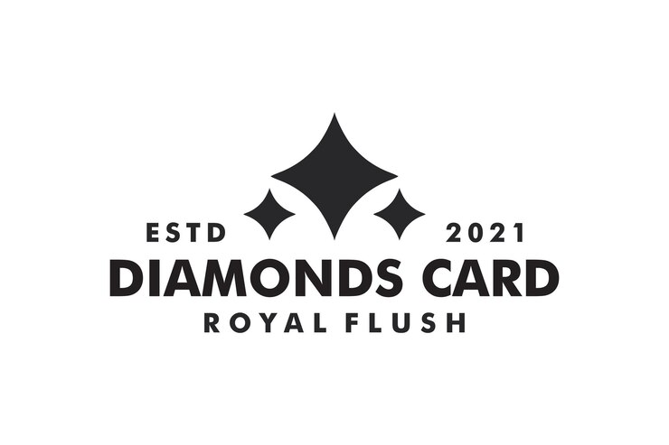Diamantes tarjeta royal flush logo vintage retro diseño
