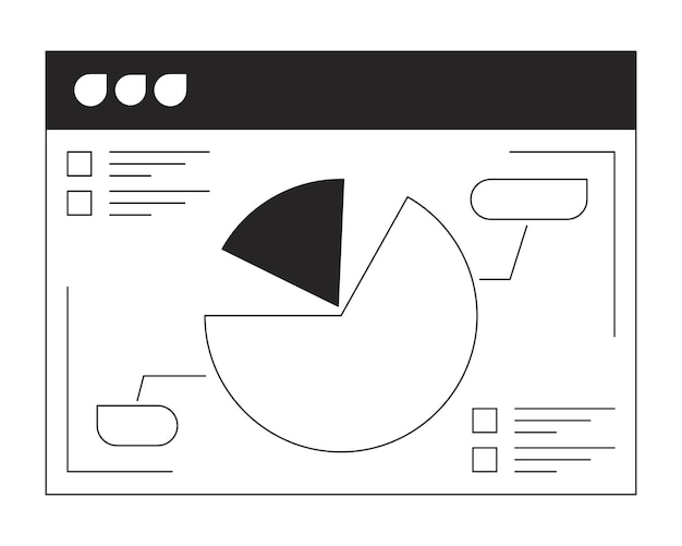Diapositiva de presentación en línea con gráfico circular plano monocromo objeto vectorial aislado Pantalla de software Dibujo de líneas en blanco y negro editable Ilustración de contorno simple para diseño gráfico web