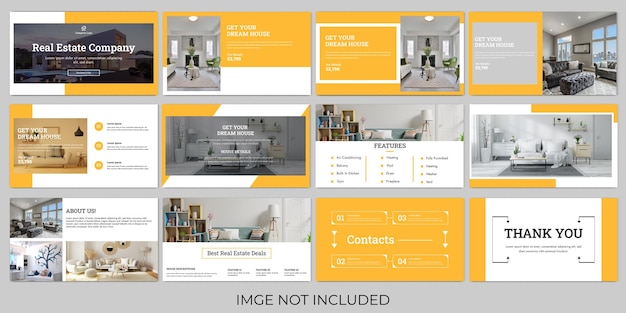 Diapositivas de presentación de bienes raíces de Vector gratis uso de diseño editable para infografía y diapositiva corporativa