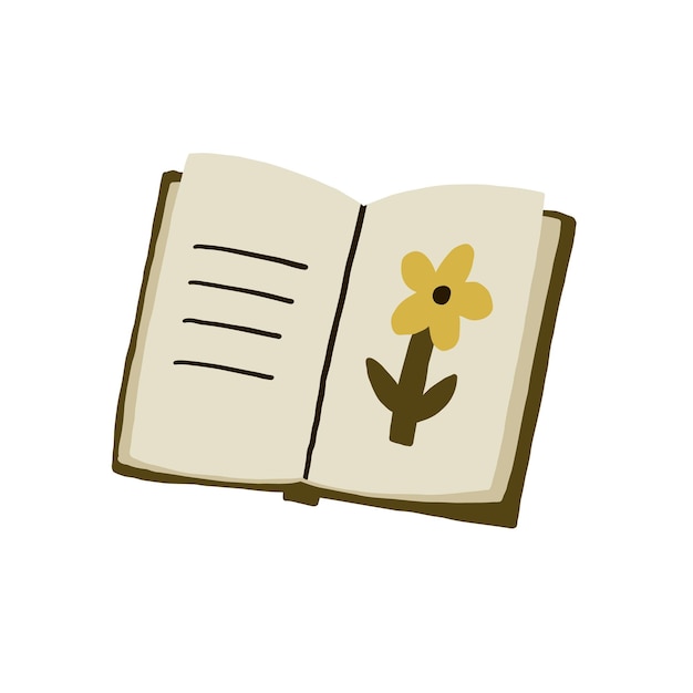 Diario abierto ilustrado con flores