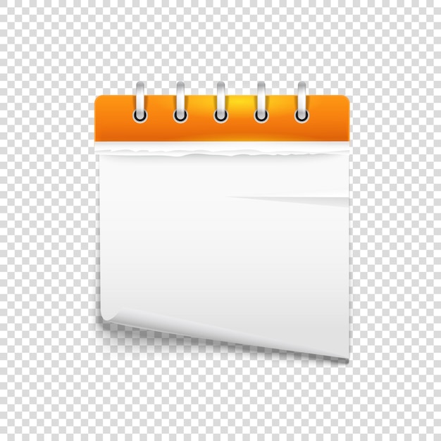 Diario de papel en maqueta de vector de fondo transparente. Plantilla para un texto