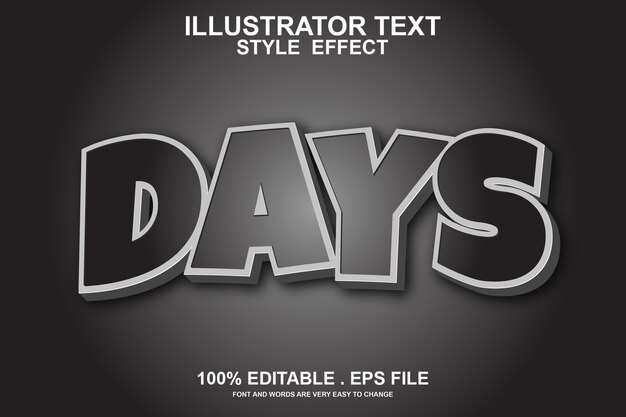 días efecto de texto editable