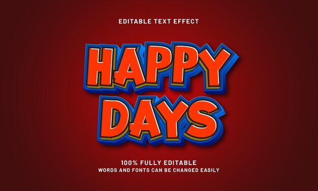 días felices efecto de texto editable con niños y tema feliz