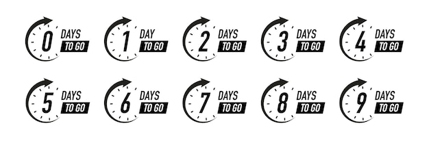 Días para ir temporizador vector símbolo color negro