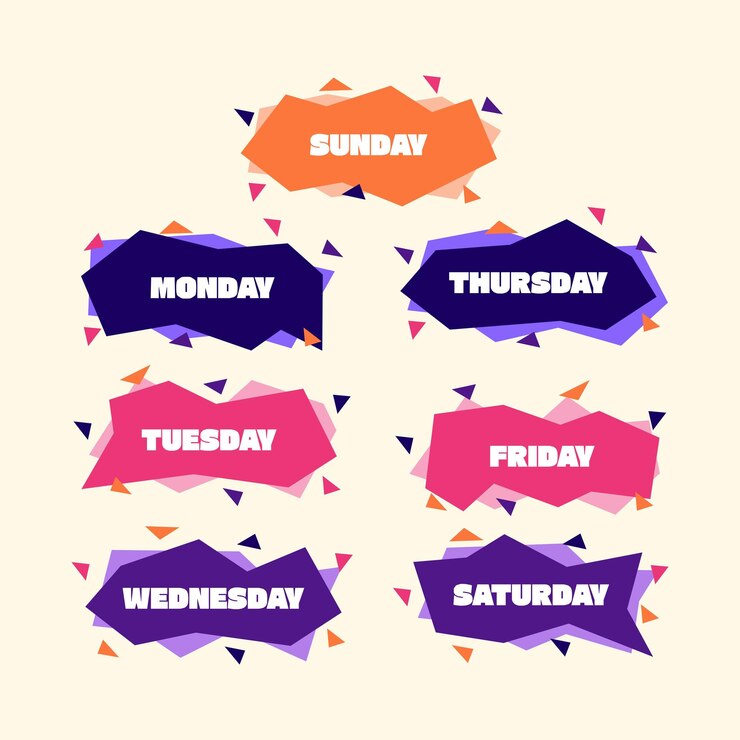 Vector días de la semana en fondo geométrico abstracto