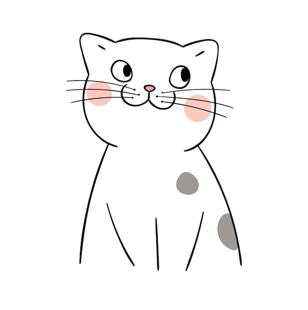 Dibuja ilustraciones vectoriales colección de personajes gatito lindo estilo de dibujos animados Doodle