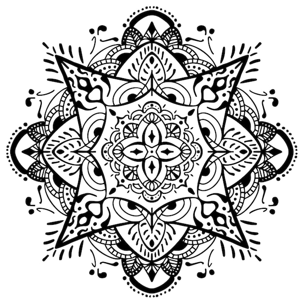 Dibuja un mandala en blanco y negro para colorear.