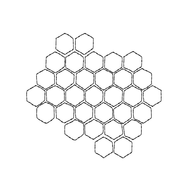 Vector dibuja panal de miel de propóleo. panal de grunge dibujado a mano. peine de cera de abeja con imagen texturizada en blanco y negro