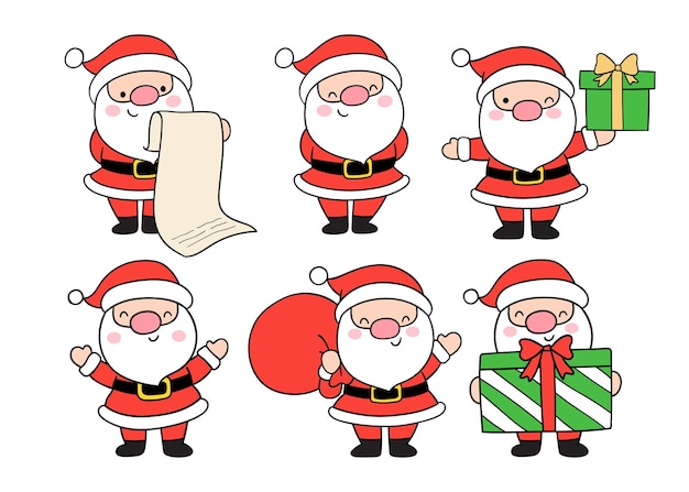 Dibuja a santa claus para Navidad e invierno Estilo de dibujos animados Doodle