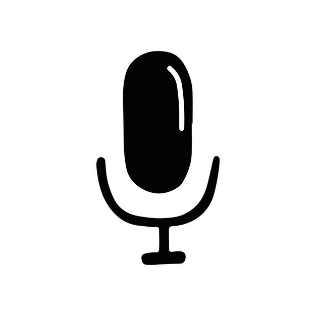 Dibujado en blanco y negro de un micrófono clásico en un fondo plano