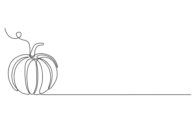 Dibujado de línea continua de calabaza Halloween Cosecha de otoño Estilo minimalista de moda aislado de una línea