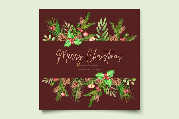 dibujado a mano acuarela navidad floral y hojas