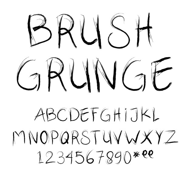 Dibujado a mano alfabeto de trazo de pincel grunge
