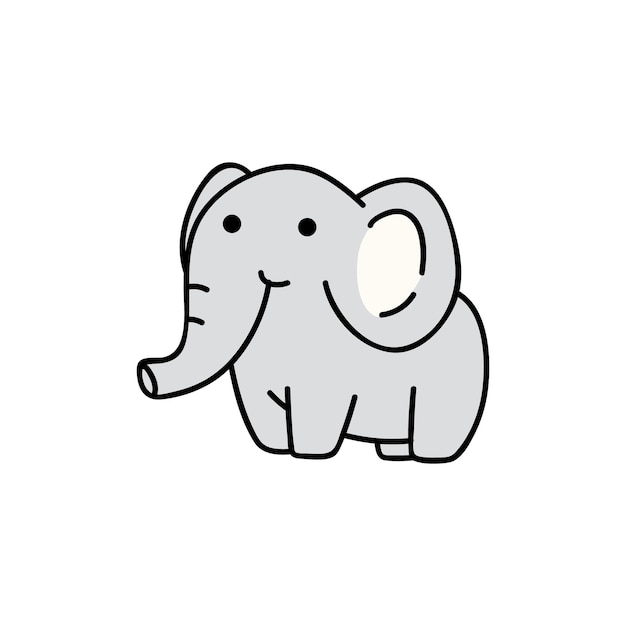 dibujado a mano animado animal lindo elefante