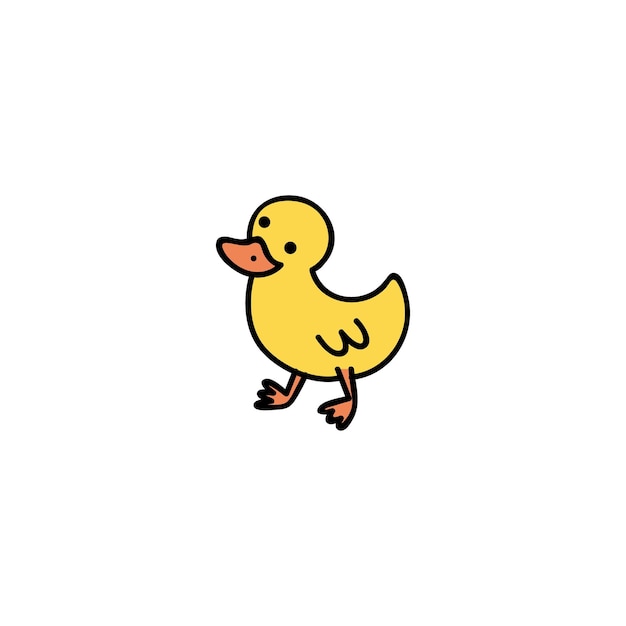 dibujado a mano animado lindo animal pato
