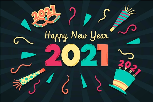 Dibujado a mano año nuevo 2021