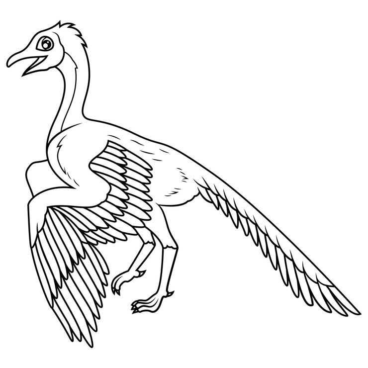 Vector dibujado a mano del arte lineal archaeopteryx