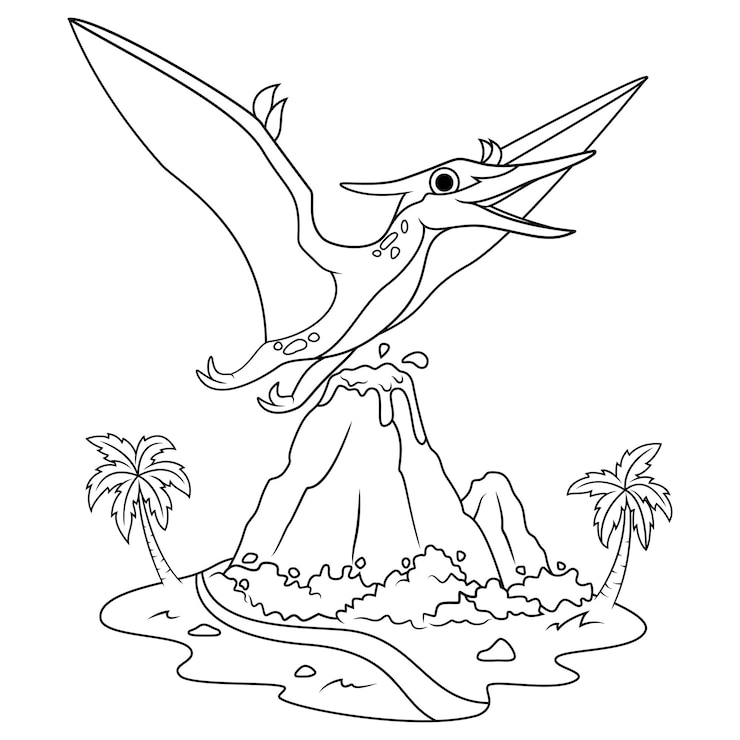 Vector dibujado a mano del arte lineal de pteranodon