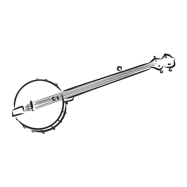Dibujado a mano banjo boceto símbolo vector elemento de instrumento de cuerda en estilo de moda