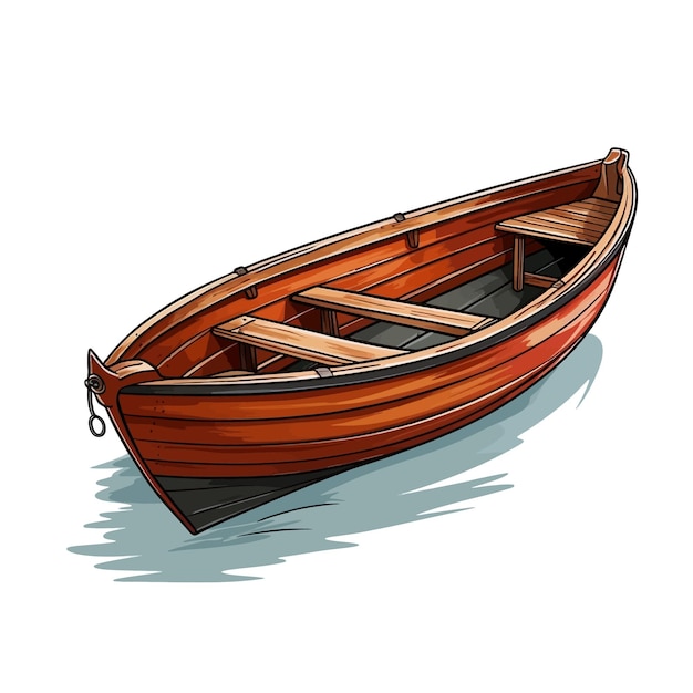 Vector dibujado a mano barco de madera ilustración vectorial de dibujos animados clipart fondo blanco