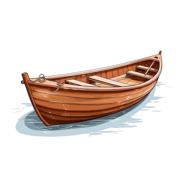 Vector dibujado a mano barco de madera ilustración vectorial de dibujos animados clipart fondo blanco