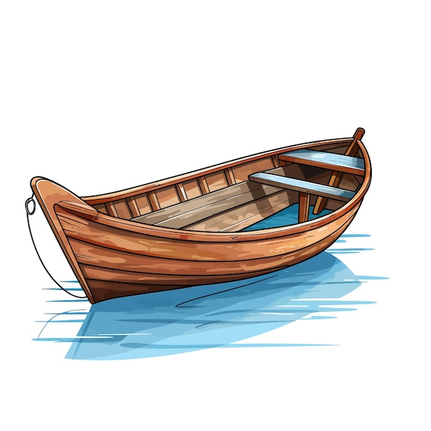 Vector dibujado a mano barco de madera ilustración vectorial de dibujos animados clipart fondo blanco